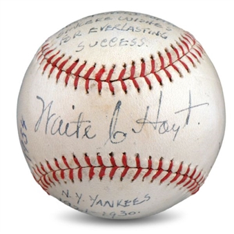 Waite Hoyt Signed Baseball